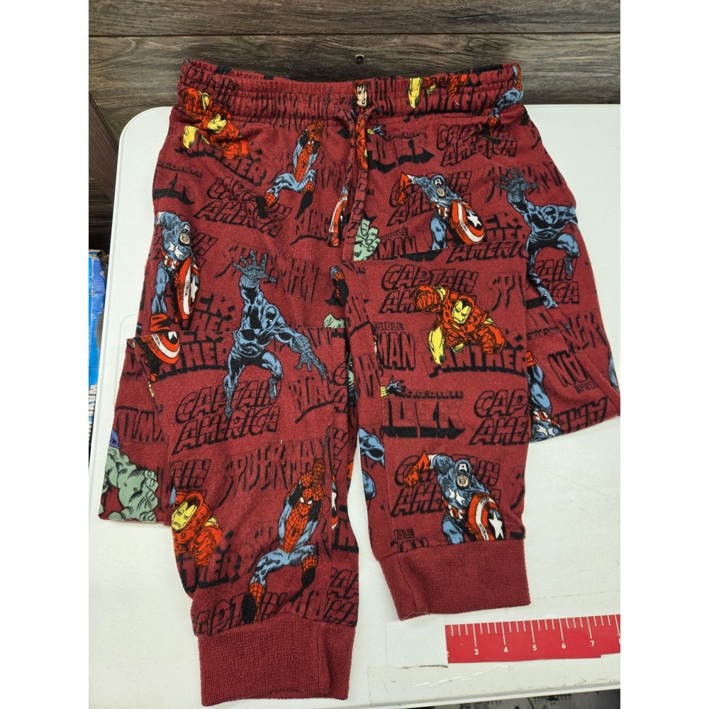Marvel Comics Avengers Pajama Pants‎ Mens Medium Red Fleece Spider-Man Hulk Iron